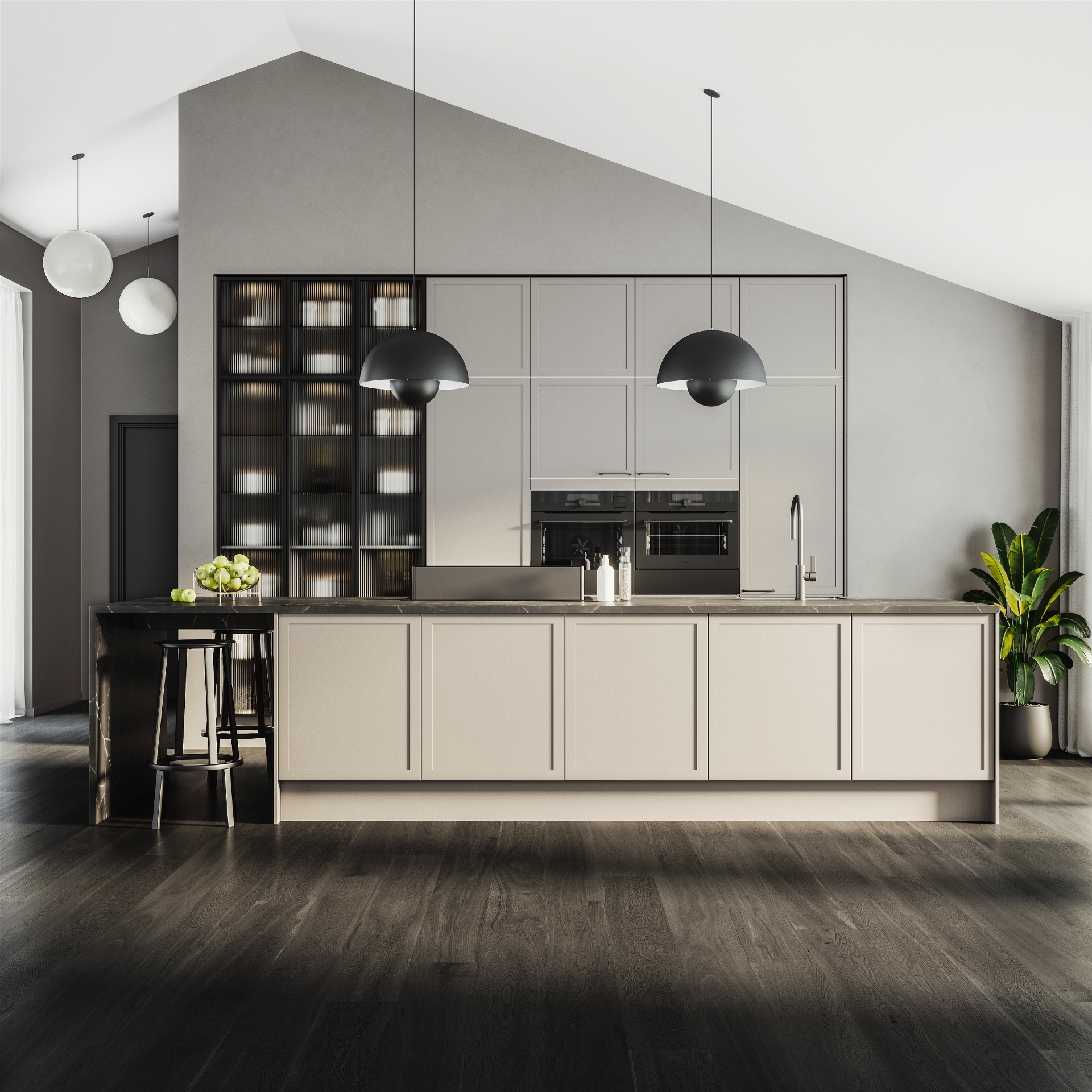 Classic by Designa sandramme og vitrineskap med riflet glass og svart ramme