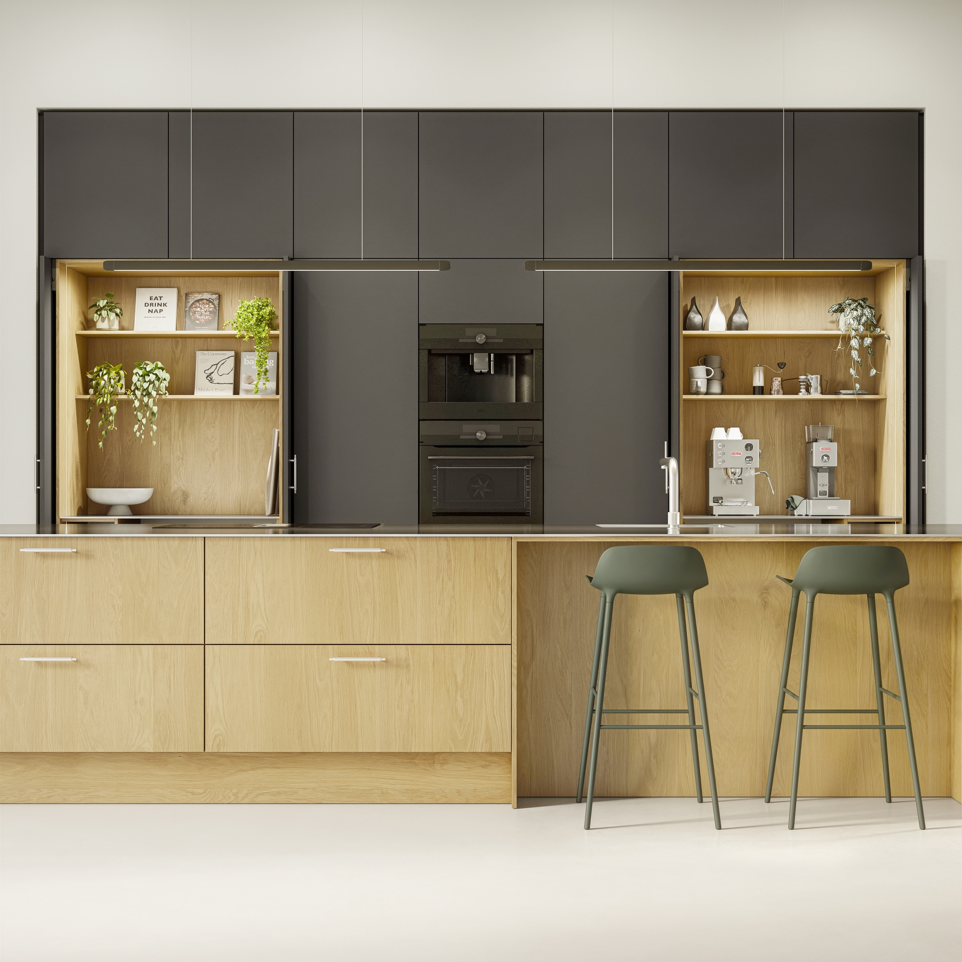 Nature by Designa kjøkken natur eik og Color by Designa mocca