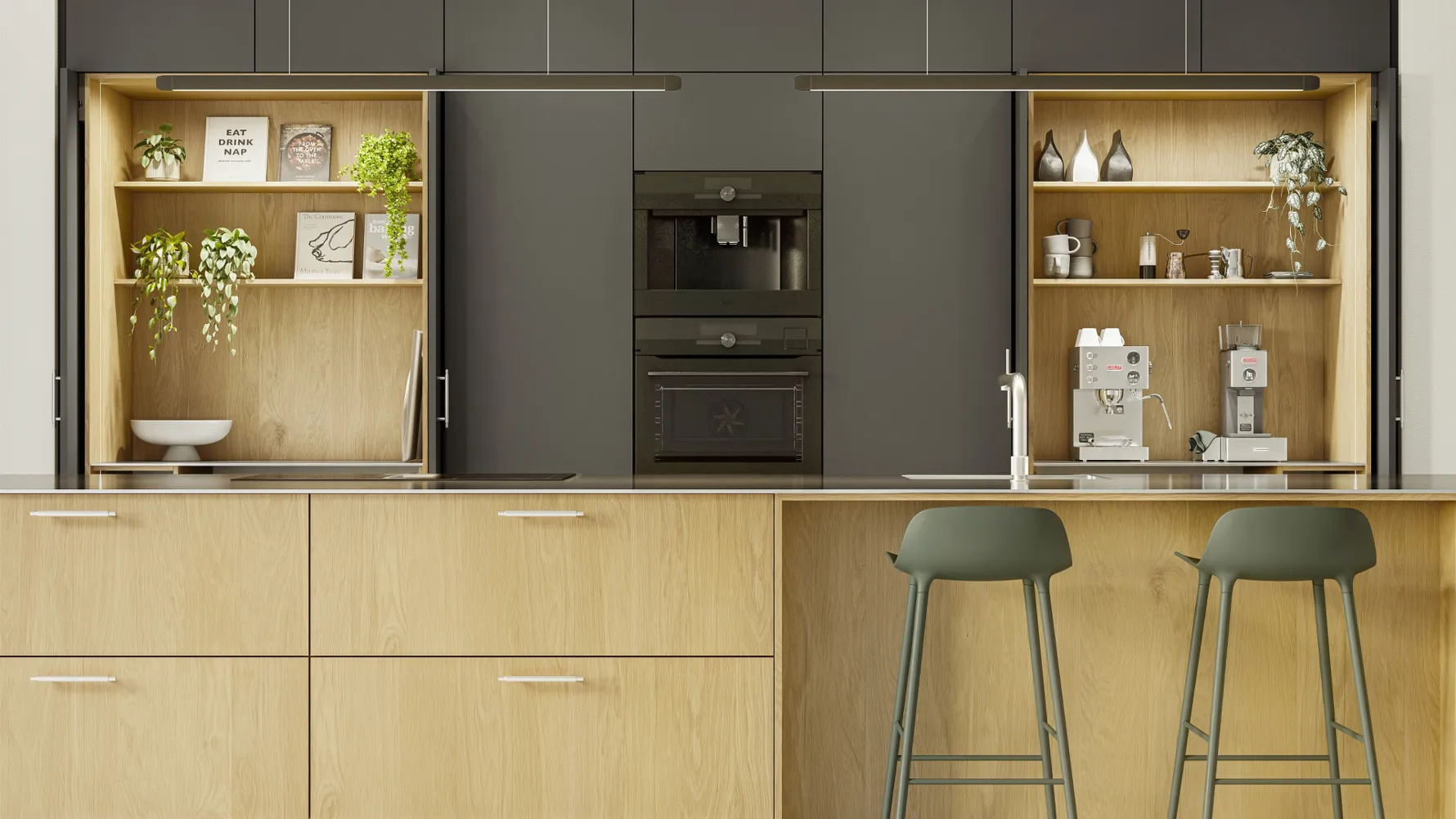 Nature by Designa kjøkken natur eik og Color by Designa mocca