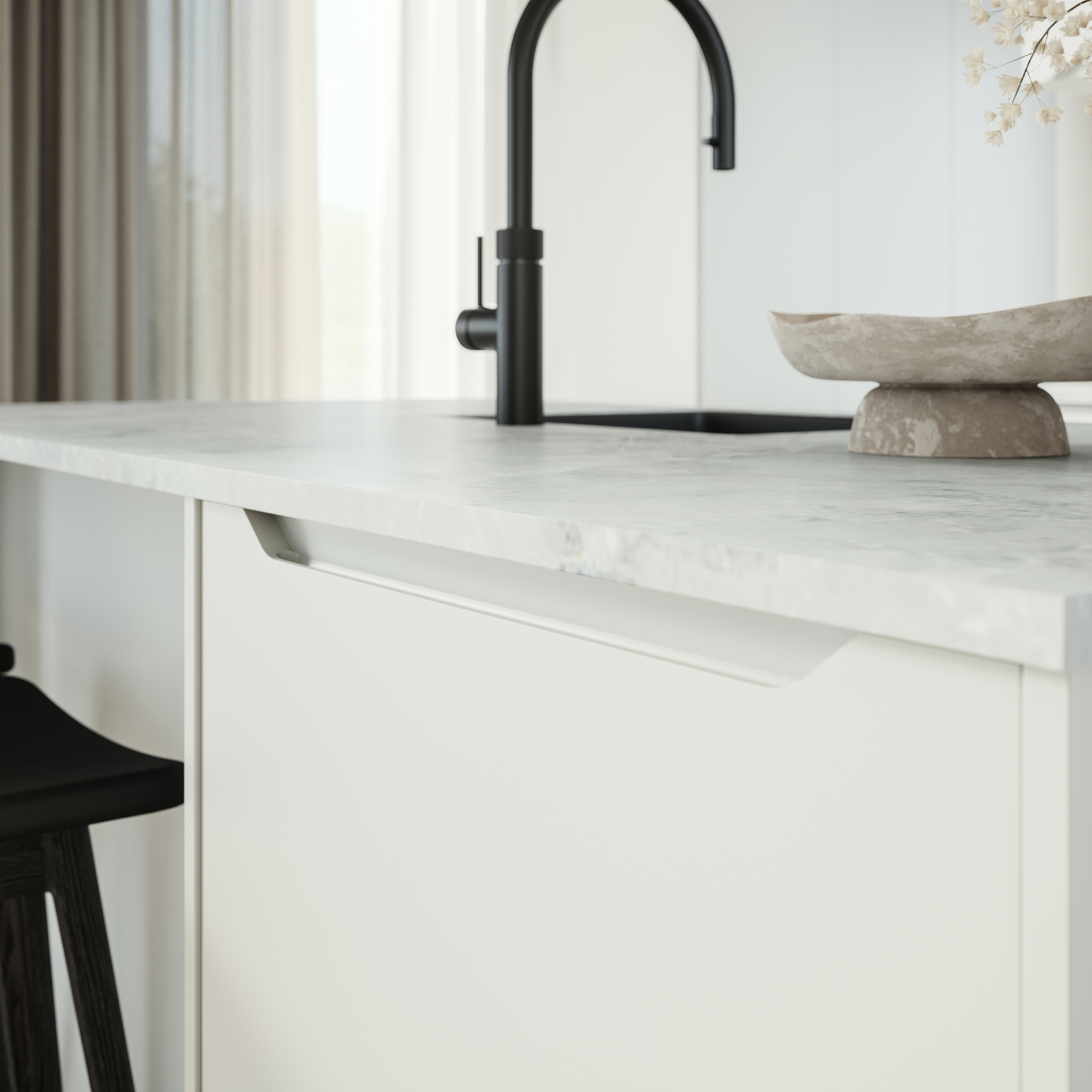 Modern by Designa kjøkken matt hvit recycled PET folie