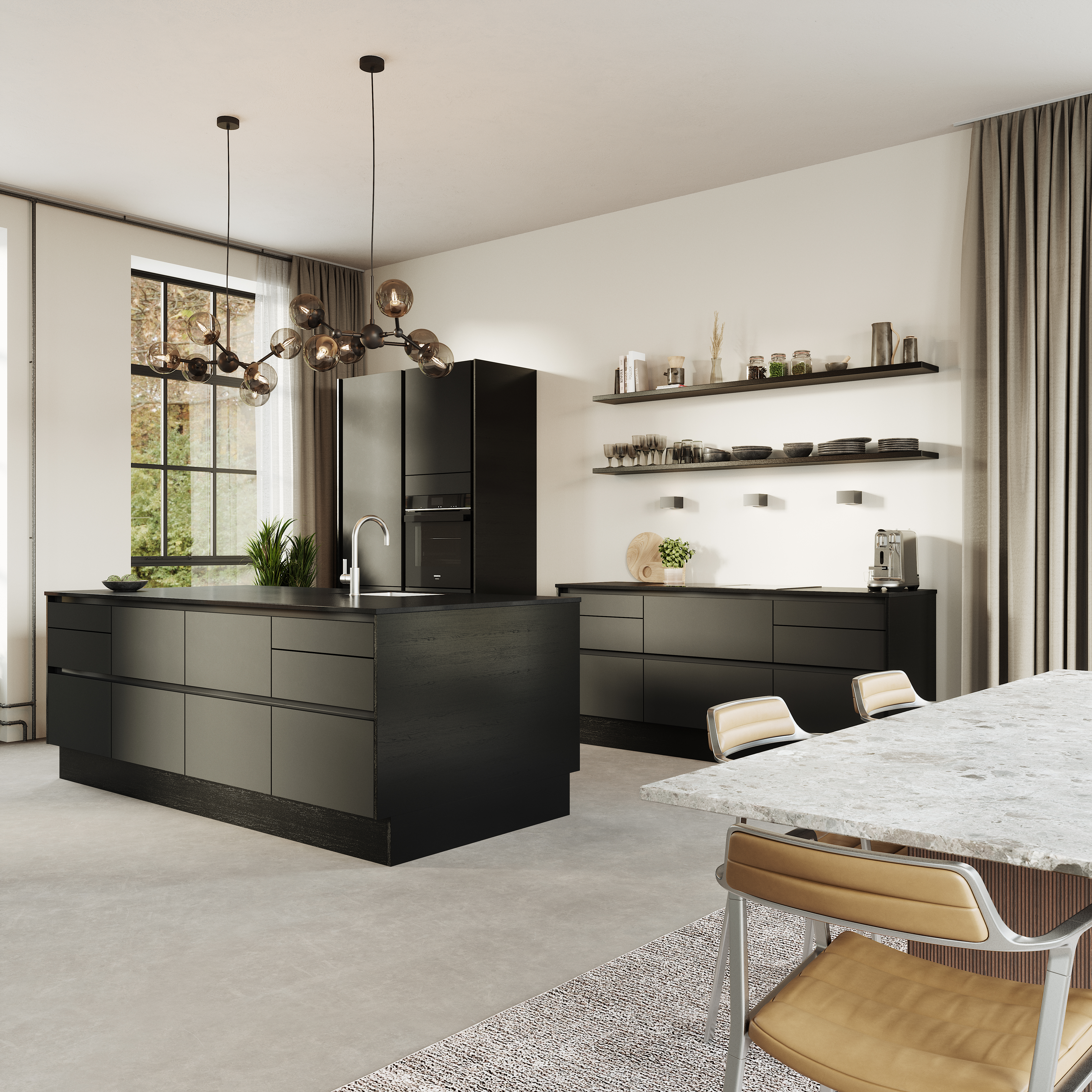 Nature by Designa Axis kjøkken i linoleum antrasitt