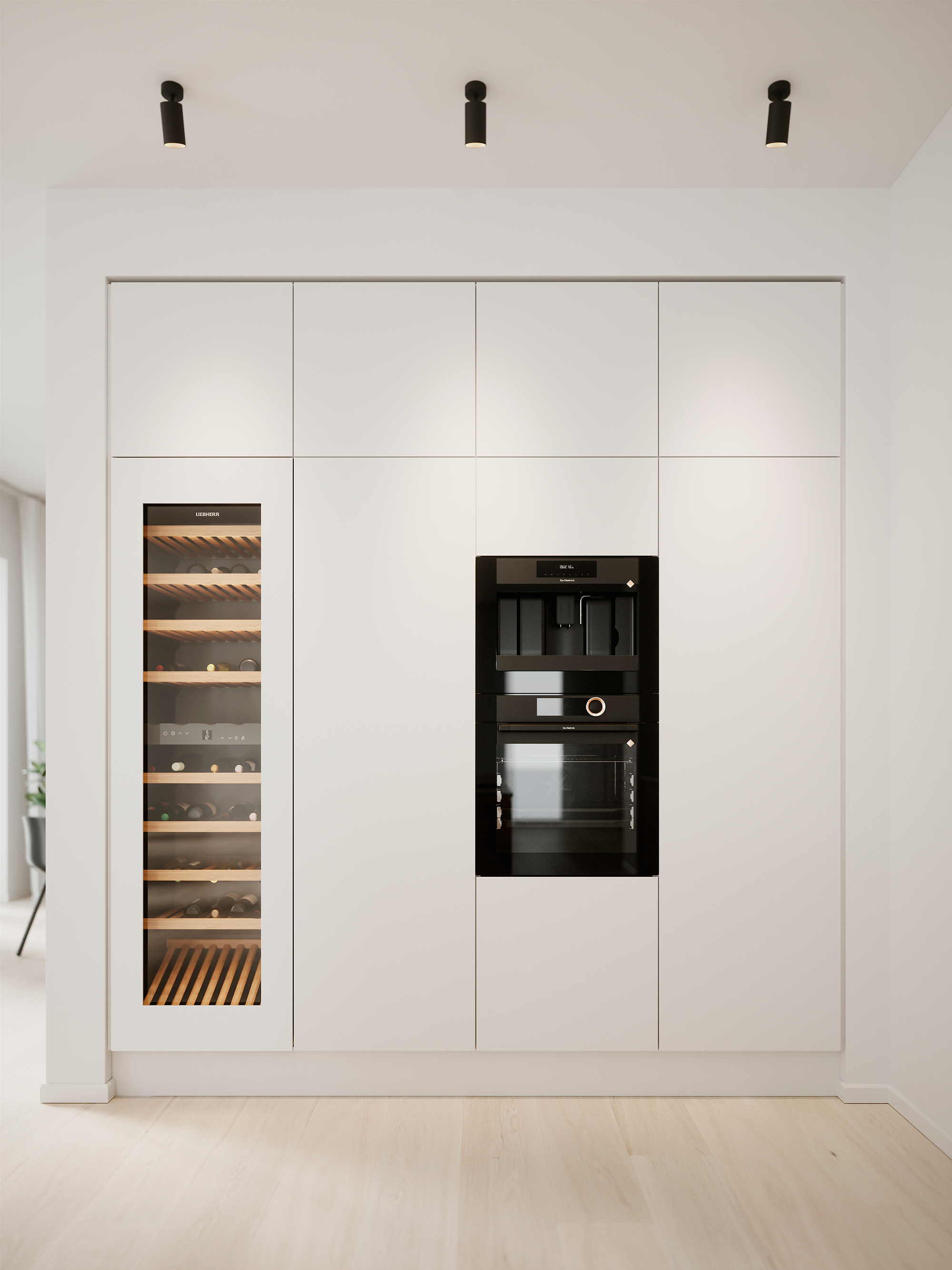 Nature by Designa køkken i rustik natur eg og Silk by Designa i hvid