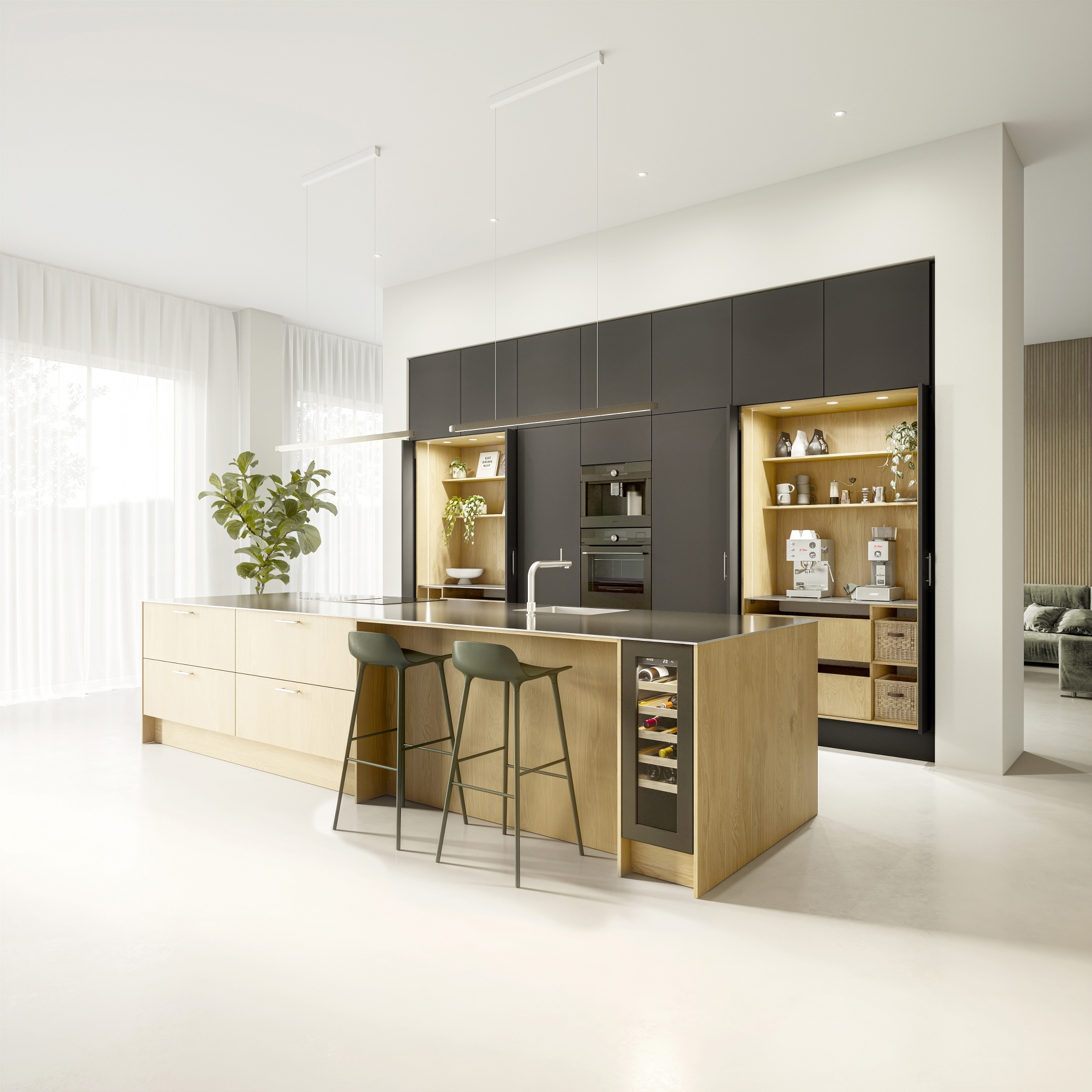 Nature by Designa kjøkken natur eik og Color by Designa mocca