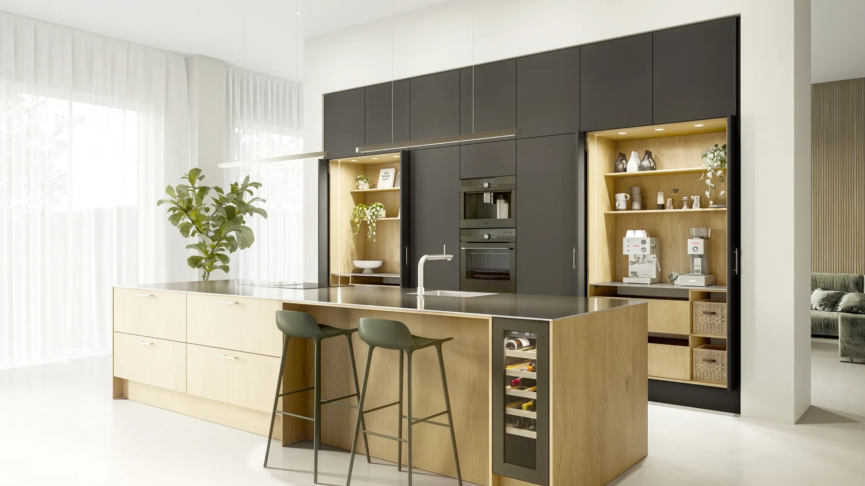 Nature by Designa kjøkken natur eik og Color by Designa mocca