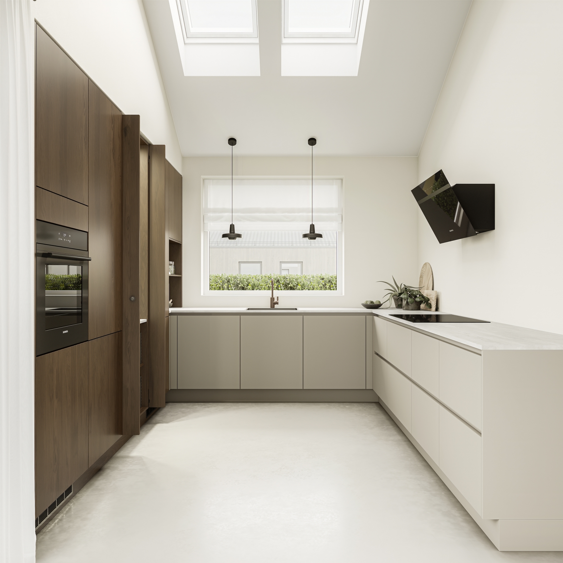 Nature by Designa kjøkken brun eik kombinert med Color by Designa sand