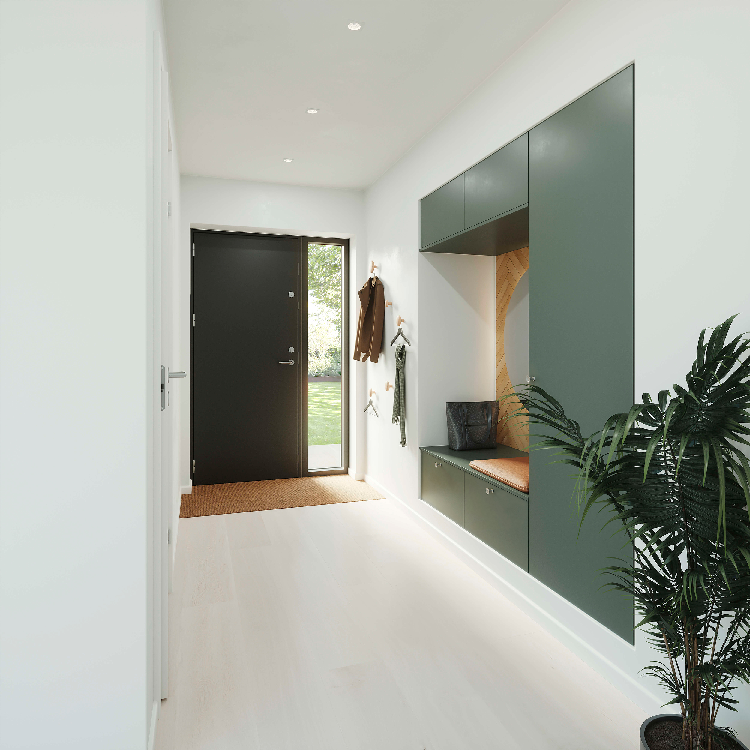 Silk by Designa bryggers og garderobe i ultramat grøn