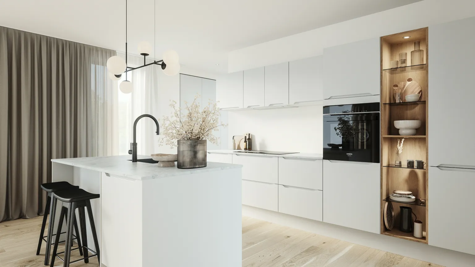 Modern by Designa kjøkken matt hvit recycled PET folie