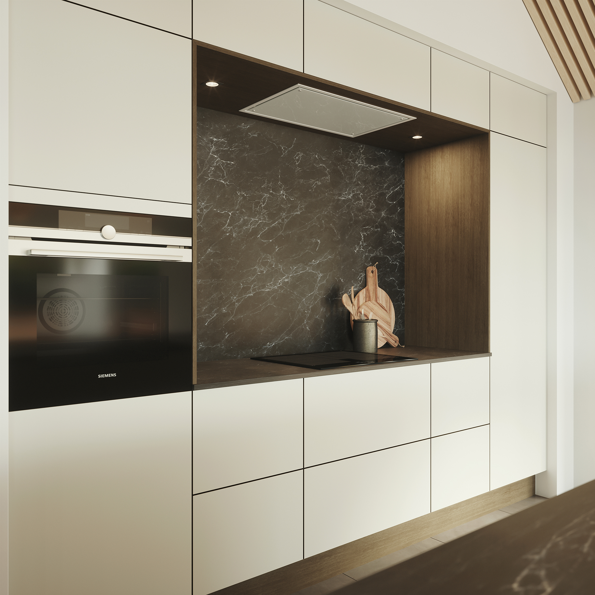 Nature by Designa køkken i beige linoleum og brun eg