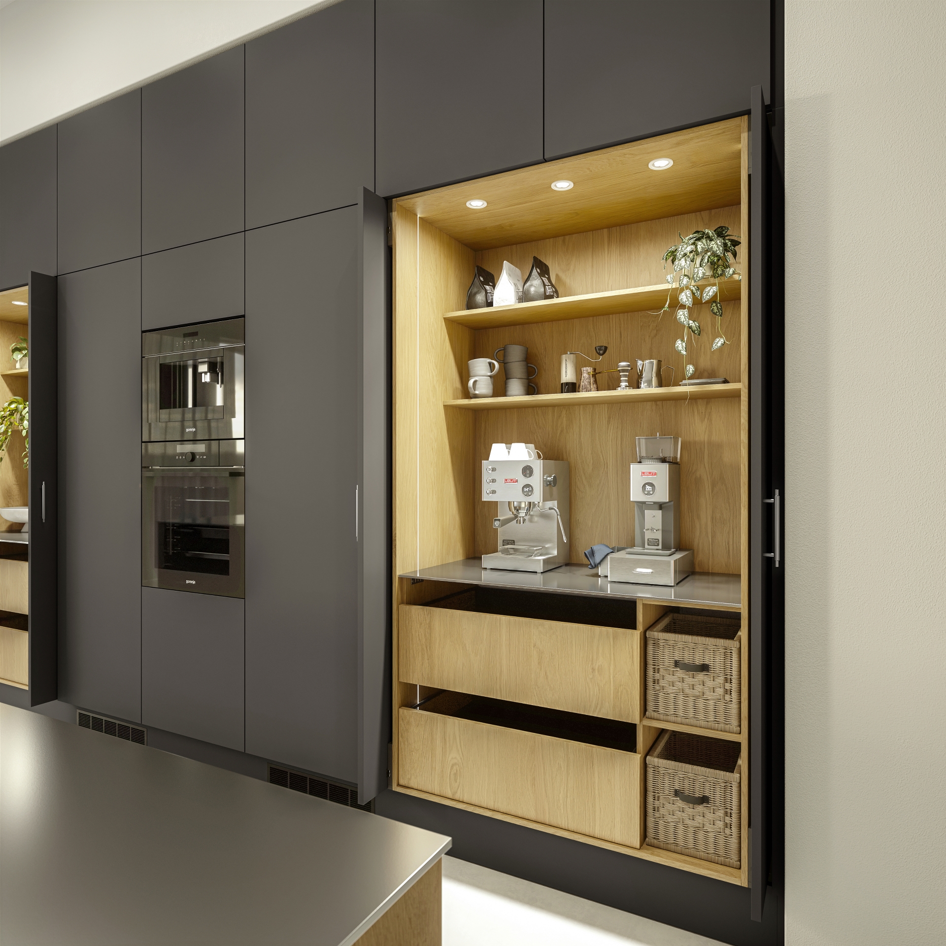 Nature by Designa kjøkken natur eik og Color by Designa mocca