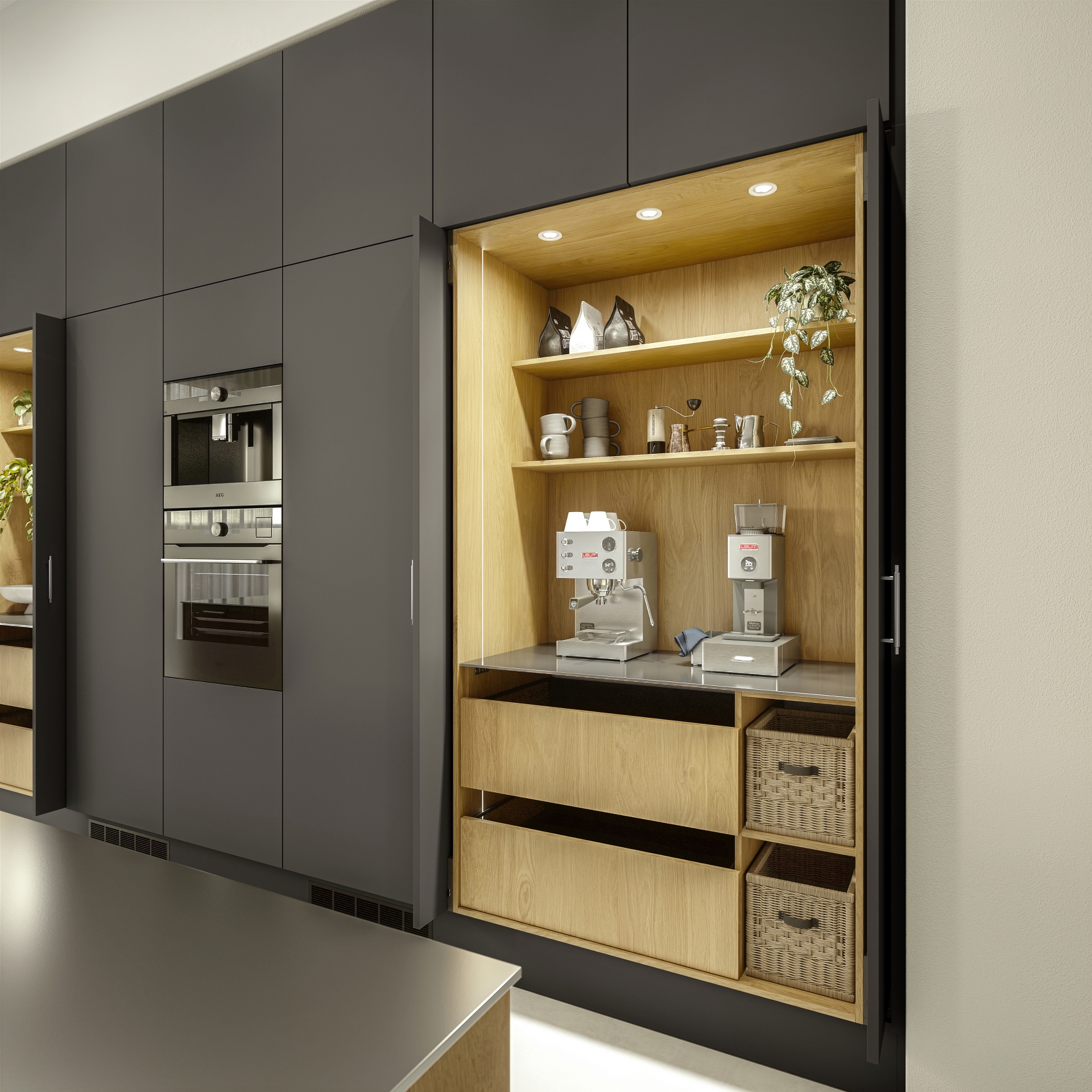 Nature by Designa kjøkken natur eik og Color by Designa mocca