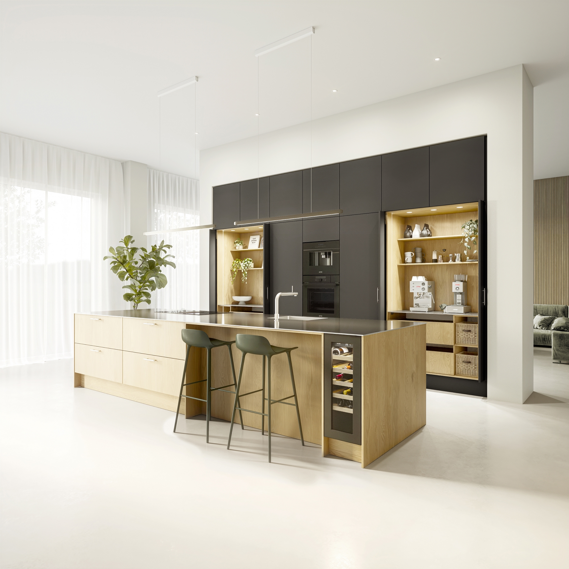 Nature by Designa kjøkken natur eik og Color by Designa mocca