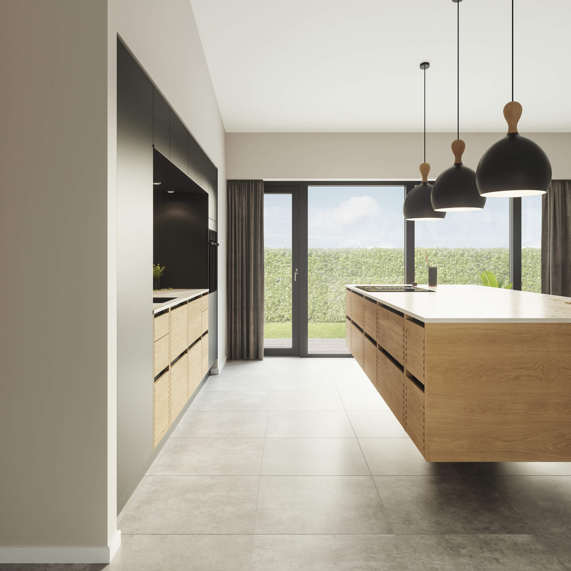 Silk by Designa kjøkken i svart kombinert med Nature by Designa fingerfrest